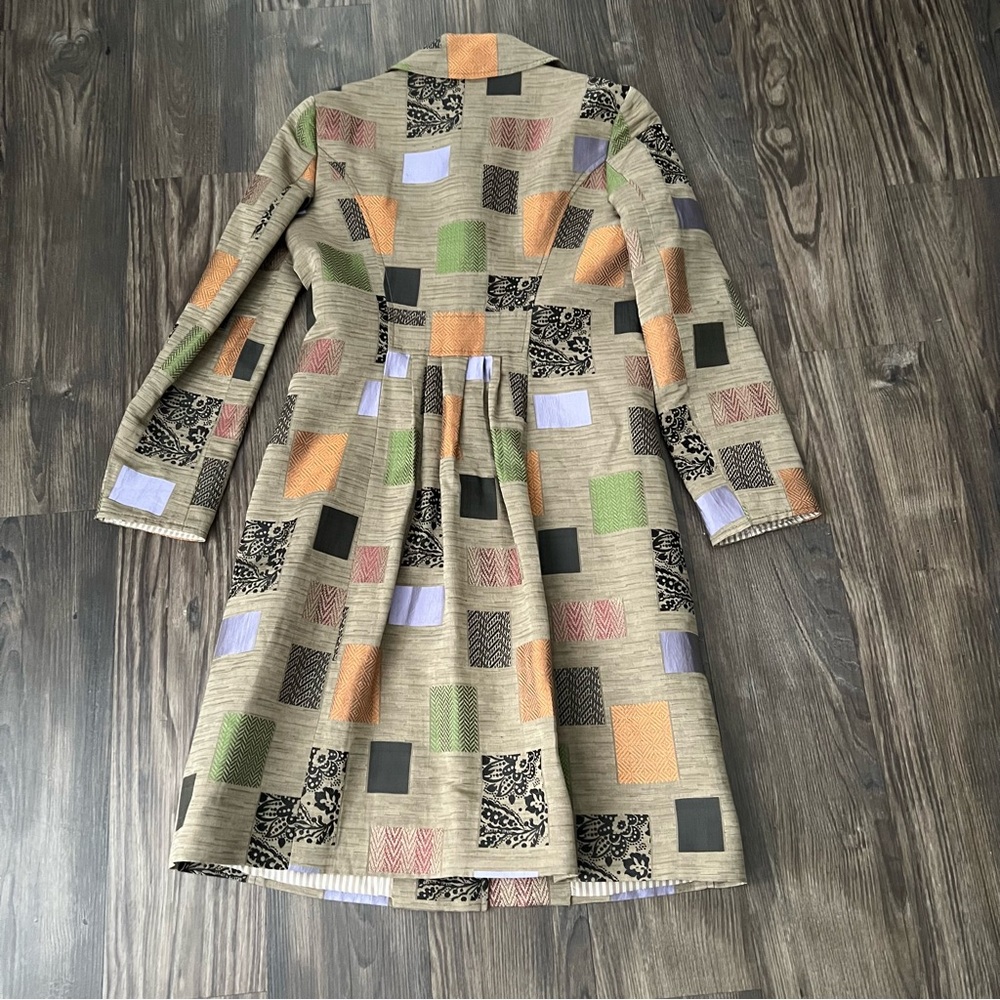 Etro Long Patchwork Silk Blend Designer Coat - image 7
